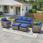 Patio Furniture Sets with Swivel Chairs,All-Weather Outdoor Patio Conversation Sets with High Back Outdoor Swivel Rocker Chairs,Couch,Coffee Tabel and Ottomans for Porch Deck Backyard