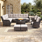 Bellefurn Outdoor Patio Furniture Set,Wicker Sectional Sofa Set with Coffee Table, L-Shaped All Weather Rattan Conversation Set for Backyard,Porch,Deck and Garden