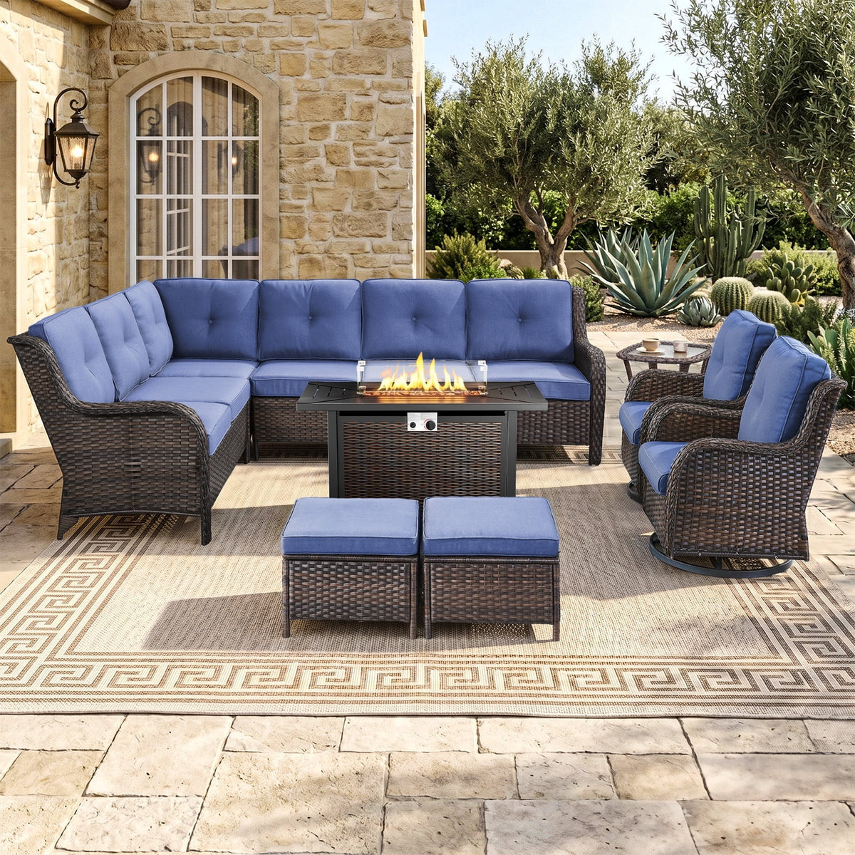 Bellefurn Outdoor Patio Furniture Set,Wicker Sectional Sofa Set with Coffee Table, L-Shaped All Weather Rattan Conversation Set for Backyard,Porch,Deck and Garden