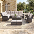 Bellefurn Outdoor Patio Furniture Set,Wicker Sectional Sofa Set with Coffee Table, L-Shaped All Weather Rattan Conversation Set for Backyard,Porch,Deck and Garden