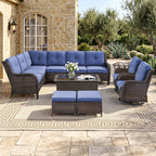 Bellefurn Outdoor Patio Furniture Set,Wicker Sectional Sofa Set with Coffee Table, L-Shaped All Weather Rattan Conversation Set for Backyard,Porch,Deck and Garden