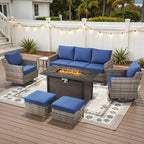 Patio Furniture Sets with Swivel Chairs,All-Weather Outdoor Patio Conversation Sets with High Back Outdoor Swivel Rocker Chairs,Couch,Coffee Tabel and Ottomans for Porch Deck Backyard