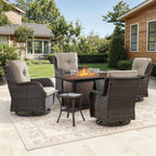 Bellefurn Outdoor Patio Furniture Sets with Swivel Rocker Chairs,3-Seat Sofa and Ottoman High-Back Rattan Patio Conversation Sets for Porch Deck Backyard Poolside
