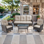 Bellefurn 5 Pieces Outdoor Patio Furniture Sets with Swivel Rocker Cha