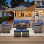 Patio Furniture Sets with Swivel Chairs,All-Weather Outdoor Patio Conversation Sets with High Back Outdoor Swivel Rocker Chairs,Couch,Coffee Tabel and Ottomans for Porch Deck Backyard