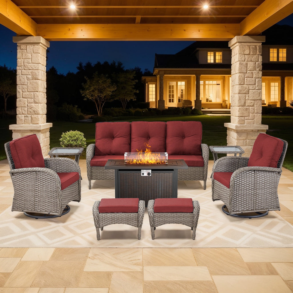 Bellefurn 5 Pieces Outdoor Patio Furniture Sets with Swivel Rocker Cha