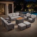 Luxury 6 Piece Outdoor Patio Wicker Furniture Sets with Swivel Rocker Patio Chairs,Sofa and Ottomans,High Back Outdoor Conversation Set for Porch Balcony Deck