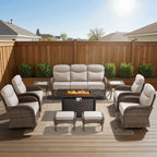 Bellefurn Luxury Patio Furniture Sets with 6-Inch Thick Cushions,High Back Wicker Swivel Rocker Patio Chairs,Outdoor Couch and Ottomans,All-Weather Conversation Set for Porch Deck Yard Pool