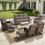 Bellefurn Luxury Patio Furniture Sets with 6-Inch Thick Cushions,High Back Wicker Swivel Rocker Patio Chairs,Outdoor Couch and Ottomans,All-Weather Conversation Set for Porch Deck Yard Pool