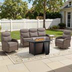 Bellefurn Luxury Patio Furniture Sets with 6-Inch Thick Cushions,High Back Wicker Swivel Rocker Patio Chairs,Outdoor Couch and Ottomans,All-Weather Conversation Set for Porch Deck Yard Pool