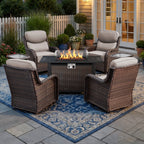 Bellefurn Luxury Outdoor Patio Furniture Sets Outdoor Conversation Sets with Swivel Rocker Patio Chairs with 6" Thick Cushion,Sofa and Glass Coffee Table for Porch Deck Backyard Poolside