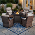 Bellefurn Luxury 6 Pieces Outdoor Patio Furniture Set with Swivel Rocker Chairs 6-inch Extra Thick Cushions,Sofa Coffee Table,Wicker Conversation Sets for Porch Deck Backyard Poolside