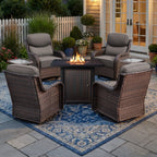 Bellefurn Luxury 6 Pieces Outdoor Patio Furniture Set with Swivel Rocker Chairs 6-inch Extra Thick Cushions,Sofa Coffee Table,Wicker Conversation Sets for Porch Deck Backyard Poolside