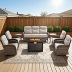 Bellefurn Luxury Patio Furniture Sets with 6-Inch Thick Cushions,High Back Wicker Swivel Rocker Patio Chairs,Outdoor Couch and Ottomans,All-Weather Conversation Set for Porch Deck Yard Pool