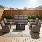 Bellefurn Luxury Patio Furniture Sets with 6-Inch Thick Cushions,High Back Wicker Swivel Rocker Patio Chairs,Outdoor Couch and Ottomans,All-Weather Conversation Set for Porch Deck Yard Pool