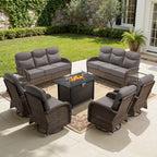 Bellefurn Luxury Patio Furniture Sets with 6-Inch Thick Cushions,High Back Wicker Swivel Rocker Patio Chairs,Outdoor Couch and Ottomans,All-Weather Conversation Set for Porch Deck Yard Pool