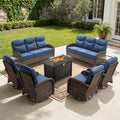 Bellefurn Luxury Patio Furniture Sets with 6-Inch Thick Cushions,High Back Wicker Swivel Rocker Patio Chairs,Outdoor Couch and Ottomans,All-Weather Conversation Set for Porch Deck Yard Pool