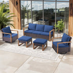 Bellefurn Luxury Patio Furniture Sets with 41” Propane Fire Pit Table,Rattan Outdoor Deep Seating Conversation Set with Swivel Glider Patio Chair,Rattan Sofa&Ottomans for Porch Backyard