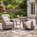 Bellefurn Outdoor Swivel Rocker Patio Chairs with 6" Thick Cushions,Patio Swivel Chairs Set of 2 Wicker Patio Chairs Patio Furniture Set for Porch Balcony Garden Deck Yard