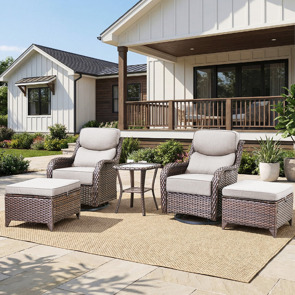 Bellefurn Outdoor Swivel Rocker Patio Chairs with Side Table,Patio Swivel Chairs Set of 2 Wicker Patio Chairs Patio Furniture Set for Porch Balcony Garden Deck Yard