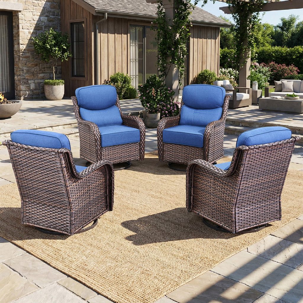 Bellefurn Outdoor Swivel Rocker Patio Chairs with Side Table,Patio Swivel Chairs Set of 2 Wicker Patio Chairs Patio Furniture Set for Porch Balcony Garden Deck Yard