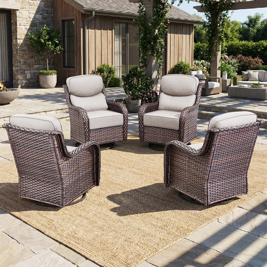 Bellefurn Outdoor Swivel Rocker Patio Chairs with Side Table,Patio Swivel Chairs Set of 2 Wicker Patio Chairs Patio Furniture Set for Porch Balcony Garden Deck Yard