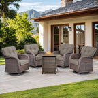 Luxury 6 Piece Outdoor Patio Wicker Furniture Sets with Swivel Rocker Patio Chairs,Sofa and Ottomans,High Back Outdoor Conversation Set for Porch Balcony Deck