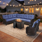 Bellefurn Outdoor Patio Furniture Set,Wicker Sectional Sofa Set with Coffee Table, L-Shaped All Weather Rattan Conversation Set for Backyard,Porch,Deck and Garden