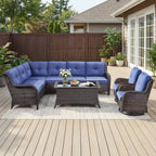 Bellefurn Outdoor Patio Furniture Set,Wicker Sectional Sofa Set with Coffee Table, L-Shaped All Weather Rattan Conversation Set for Backyard,Porch,Deck and Garden