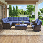 Bellefurn Outdoor Patio Furniture Set,Wicker Sectional Sofa Set with Coffee Table, L-Shaped All Weather Rattan Conversation Set for Backyard,Porch,Deck and Garden