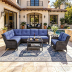 Bellefurn Outdoor Patio Furniture Set,Wicker Sectional Sofa Set with Coffee Table, L-Shaped All Weather Rattan Conversation Set for Backyard,Porch,Deck and Garden