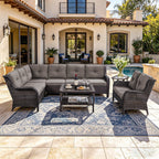 Bellefurn Outdoor Patio Furniture Set,Wicker Sectional Sofa Set with Coffee Table, L-Shaped All Weather Rattan Conversation Set for Backyard,Porch,Deck and Garden