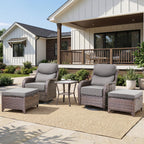 Bellefurn Outdoor Swivel Recliner Chairs with Side Table,Patio Wicker Recliner Chairs Outdoor Lounge Chairs with Thickness Cushions,Adjustable Angle,Reclining Lounge Chair for Outdoor,Pool,Garden