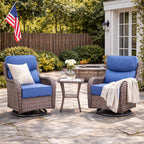 Bellefurn Outdoor Swivel Rocker Patio Chairs with 6" Thick Cushions,Patio Swivel Chairs Set of 2 Wicker Patio Chairs Patio Furniture Set for Porch Balcony Garden Deck Yard