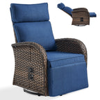 Bellefurn Outdoor Swivel Recliner Chairs Set of 2,Patio Wicker Recliner Chairs Outdoor Lounge Chairs with Thickness Cushions,Adjustable Angle,Reclining Lounge Chair for Outdoor,Pool,Garden