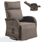Bellefurn Outdoor Swivel Recliner Chairs Set of 2,Patio Wicker Recliner Chairs Outdoor Lounge Chairs with Thickness Cushions,Adjustable Angle,Reclining Lounge Chair for Outdoor,Pool,Garden