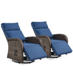 Bellefurn Outdoor Swivel Recliner Chairs Set of 2,Patio Wicker Recliner Chairs Outdoor Lounge Chairs with Thickness Cushions,Adjustable Angle,Reclining Lounge Chair for Outdoor,Pool,Garden