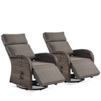 Bellefurn Outdoor Swivel Recliner Chairs with Side Table,Patio Wicker Recliner Chairs Outdoor Lounge Chairs with Thickness Cushions,Adjustable Angle,Reclining Lounge Chair for Outdoor,Pool,Garden