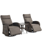Bellefurn Outdoor Swivel Recliner Chairs Set of 2,Patio Wicker Recliner Chairs Outdoor Lounge Chairs with Thickness Cushions,Adjustable Angle,Reclining Lounge Chair for Outdoor,Pool,Garden