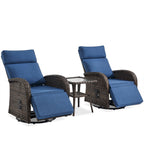 Bellefurn Outdoor Swivel Recliner Chairs Set of 2,Patio Wicker Recliner Chairs Outdoor Lounge Chairs with Thickness Cushions,Adjustable Angle,Reclining Lounge Chair for Outdoor,Pool,Garden