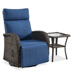 Bellefurn Outdoor Swivel Recliner Chairs Set of 2,Patio Wicker Recliner Chairs Outdoor Lounge Chairs with Thickness Cushions,Adjustable Angle,Reclining Lounge Chair for Outdoor,Pool,Garden