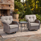 Bellefurn Outdoor Swivel Rocker Patio Chairs with 5" Thick Cushions,High Back Wicker Outdoor Swivel Chairs with Table,Patio Swivel Glider Chairs for Porch,Balcony,Garden,Deck & Backyard