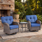Bellefurn Outdoor Swivel Rocker Patio Chairs with 5" Thick Cushions,High Back Wicker Outdoor Swivel Chairs with Table,Patio Swivel Glider Chairs for Porch,Balcony,Garden,Deck & Backyard