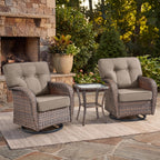Bellefurn Outdoor Swivel Rocker Patio Chairs with 5" Thick Cushions,High Back Wicker Outdoor Swivel Chairs with Table,Patio Swivel Glider Chairs for Porch,Balcony,Garden,Deck & Backyard
