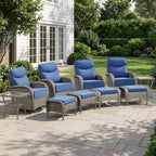 Bellefurn Patio Swivel Rocker Chairs Set of 2 with Ottomans,Outdoor Swivel Chairs with 6" Thick Cushions, All-Weather Conversation Set for Porch, Backyard, Deck & Garden