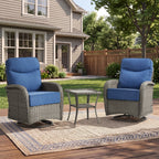 Bellefurn Patio Swivel Rocker Chairs Set of 2 with Ottomans,Outdoor Swivel Chairs with 6" Thick Cushions, All-Weather Conversation Set for Porch, Backyard, Deck & Garden