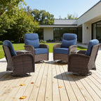 Bellefurn Patio Swivel Rocker Chairs Set of 2 with Ottomans,Outdoor Swivel Chairs with 6" Thick Cushions, All-Weather Conversation Set for Porch, Backyard, Deck & Garden