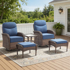 Bellefurn Patio Swivel Rocker Chairs Set of 2 with Ottomans,Outdoor Swivel Chairs with 6" Thick Cushions, All-Weather Conversation Set for Porch, Backyard, Deck & Garden