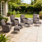 Bellefurn Patio Swivel Rocker Chairs Set of 2 with Ottomans,Outdoor Swivel Chairs with 6" Thick Cushions, All-Weather Conversation Set for Porch, Backyard, Deck & Garden