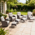 Bellefurn Outdoor Swivel Rocker Patio Chairs with 6" Thick Cushions,Wicker Swivel Chairs Set of 2 with Side Table,All-Weather Conversation Chairs for Porch,Balcony,Backyard,Deck & Fire Pit Area